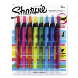 Sharpie® Retractable Highlighters with Storage Pouch, Assorted Ink Colors, Chisel Tip, Assorted Barrel Colors, 8/Set (SAN28101) Set of 8
