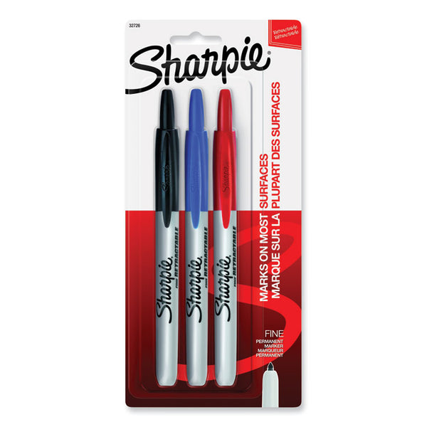 Sharpie® Retractable Permanent Marker, Fine Bullet Tip, Assorted Colors, 3/Set (SAN32726PP) Set of 3
