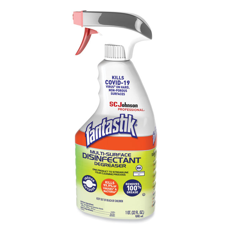 Fantastik® Multi-Surface Disinfectant Degreaser, Herbal, 32 oz Spray Bottle, 8/Carton (SJN311836)