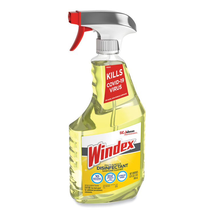 Windex® Multi-Surface Disinfectant Cleaner, Fresh Scent, 32 oz Spray Bottle, 8/Carton (SJN322369) Case of 8