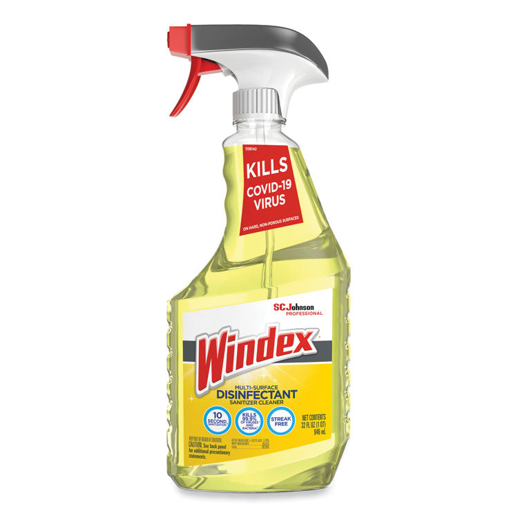 Windex® Multi-Surface Disinfectant Cleaner, Fresh Scent, 32 oz Spray Bottle, 8/Carton (SJN322369) Case of 8