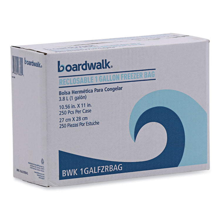 Boardwalk® Reclosable Food Storage Bags, 1 gal, 2.7 mil, 10.5" x 11", Clear, 250/Box (BWK1GALFZRBAG)