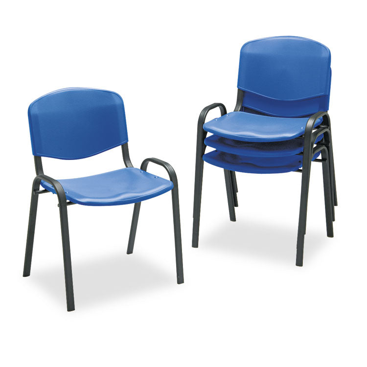 Safco® Stacking Chair, Supports Up to 250 lb, 18" Seat Height, Blue Seat, Blue Back, Black Base, 4/Carton (SAF4185BU)