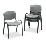 Safco® Stacking Chair, Supports Up to 250 lb, 18" Seat Height, Charcoal Seat, Charcoal Back, Black Base, 4/Carton (SAF4185CH) Case of 4