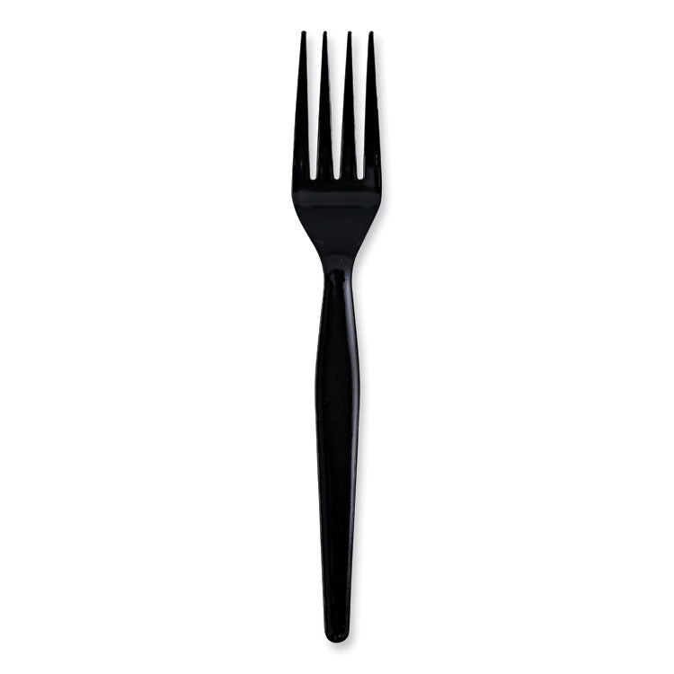 Boardwalk® Heavyweight Wrapped Polystyrene Cutlery, Fork, Black, 1,000/Carton (BWKFORKHWPSBIW) Case of 1000