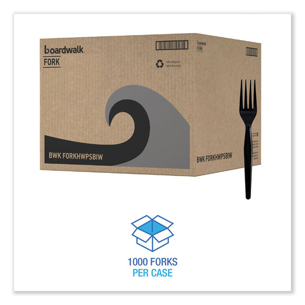 Boardwalk® Heavyweight Wrapped Polystyrene Cutlery, Fork, Black, 1,000/Carton (BWKFORKHWPSBIW) Case of 1000