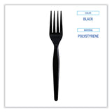 Boardwalk® Heavyweight Wrapped Polystyrene Cutlery, Fork, Black, 1,000/Carton (BWKFORKHWPSBIW) Case of 1000