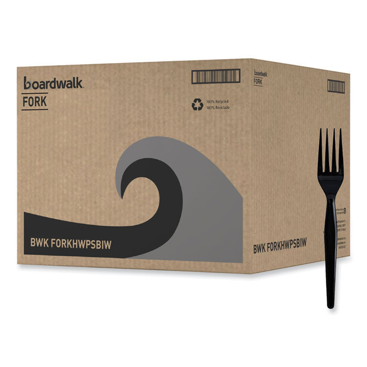 Boardwalk® Heavyweight Wrapped Polystyrene Cutlery, Fork, Black, 1,000/Carton (BWKFORKHWPSBIW) Case of 1000