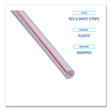 Boardwalk® Wrapped Jumbo Straws, 7.75", Plastic, White/Red Stripe, 400/Pack, 25 Packs/Carton (BWKJSTW775S24)