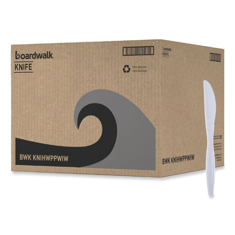 Boardwalk® Heavyweight Wrapped Polypropylene Cutlery, Knife, White, 1,000/Carton (BWKKNIHWPPWIW) Case of 1000