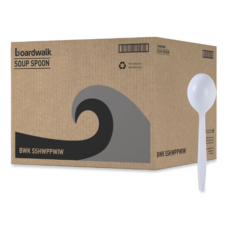 Boardwalk® Heavyweight Wrapped Polypropylene Cutlery, Soup Spoon, White, 1,000/Carton (BWKSSHWPPWIW)