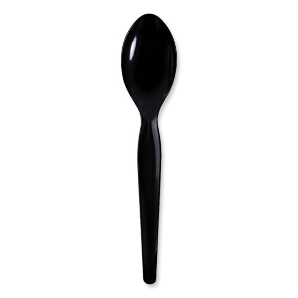 Boardwalk® Heavyweight Wrapped Polystyrene Cutlery, Teaspoon, Black, 1,000/Carton (BWKTSHWPSBIW)