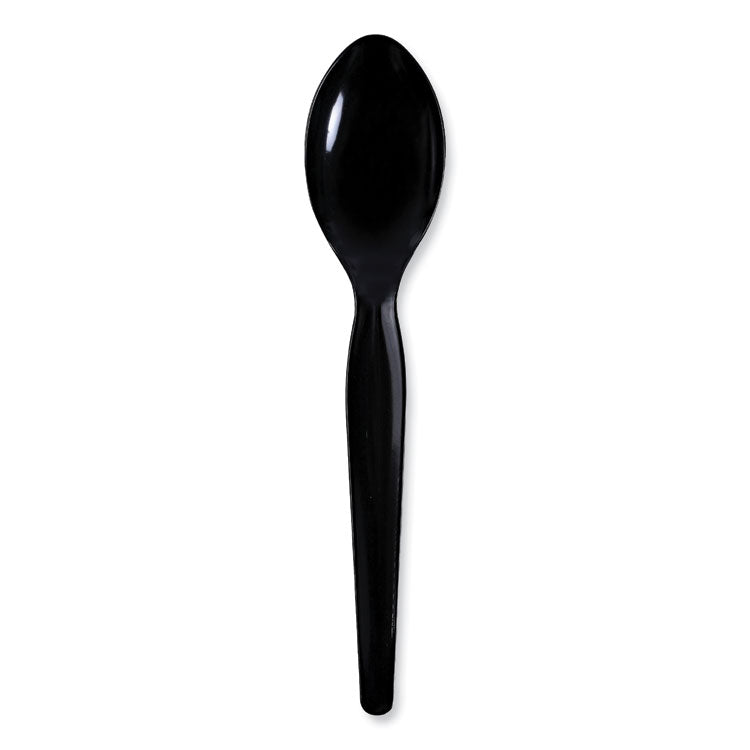 Boardwalk® Heavyweight Wrapped Polystyrene Cutlery, Teaspoon, Black, 1,000/Carton (BWKTSHWPSBIW) Case of 1000