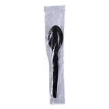 Boardwalk® Heavyweight Wrapped Polystyrene Cutlery, Teaspoon, Black, 1,000/Carton (BWKTSHWPSBIW) Case of 1000