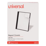 Universal® Clear Front Report Cover, Prong Fastener, 0.5" Capacity, 8.5 x 11, Clear/Black, 25/Box (UNV57120)