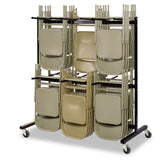 Safco® Two-Tier Chair Cart, Two-Sided 12-Section Hang-Hook Format, Metal, 64.5" x 33.5" x 70.25", Black (SAF4199BL) Each