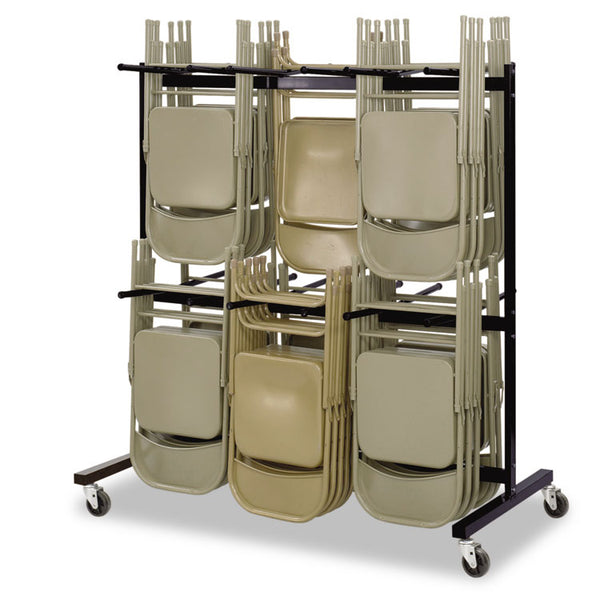 Safco® Two-Tier Chair Cart, Two-Sided 12-Section Hang-Hook Format, Metal, 64.5" x 33.5" x 70.25", Black (SAF4199BL) Each