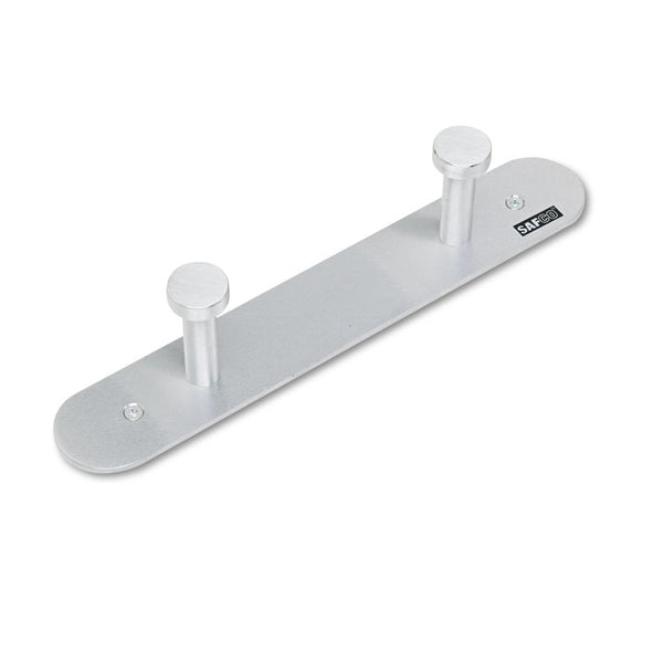 Safco® Nail Head Wall Coat Rack, Two Hooks, Metal, 12w x 2.75d x 2h, Satin (SAF4200) Each