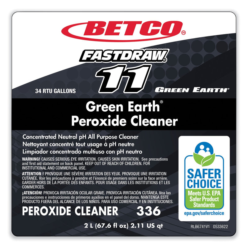 Betco® Green Earth Peroxide Cleaner, Fresh Mint Scent, 2 L Bottle, 4/Carton (BET3364700) Case of 4