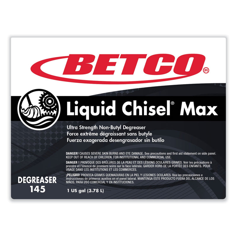 Betco® Liquid Chisel Max Non-Butyl Degreaser, Characteristic Scent, 1 gal Bottle, 4/Carton (BET1450400) Case of 4