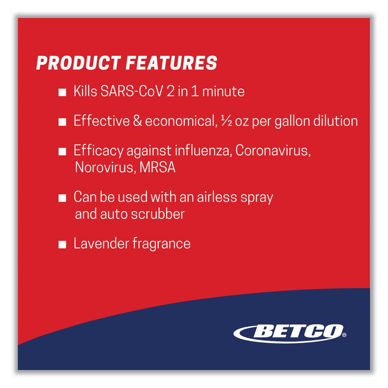 Betco® Quat-Stat 5 Disinfectant, Lavender Scent, 2 L Bottle, 4/Carton (BET3414700) Case of 4