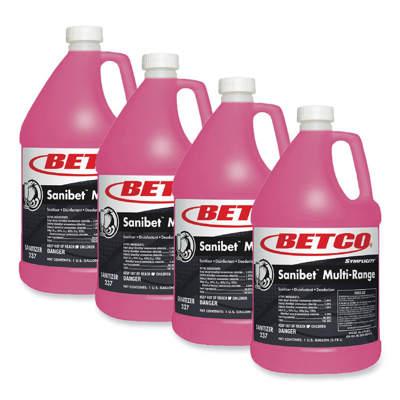 Betco® Symplicity Sanibet Multi-Range Sanitizer Disinfectant Deodorizer, 1 gal Bottle, 4/Carton (BET2370400)