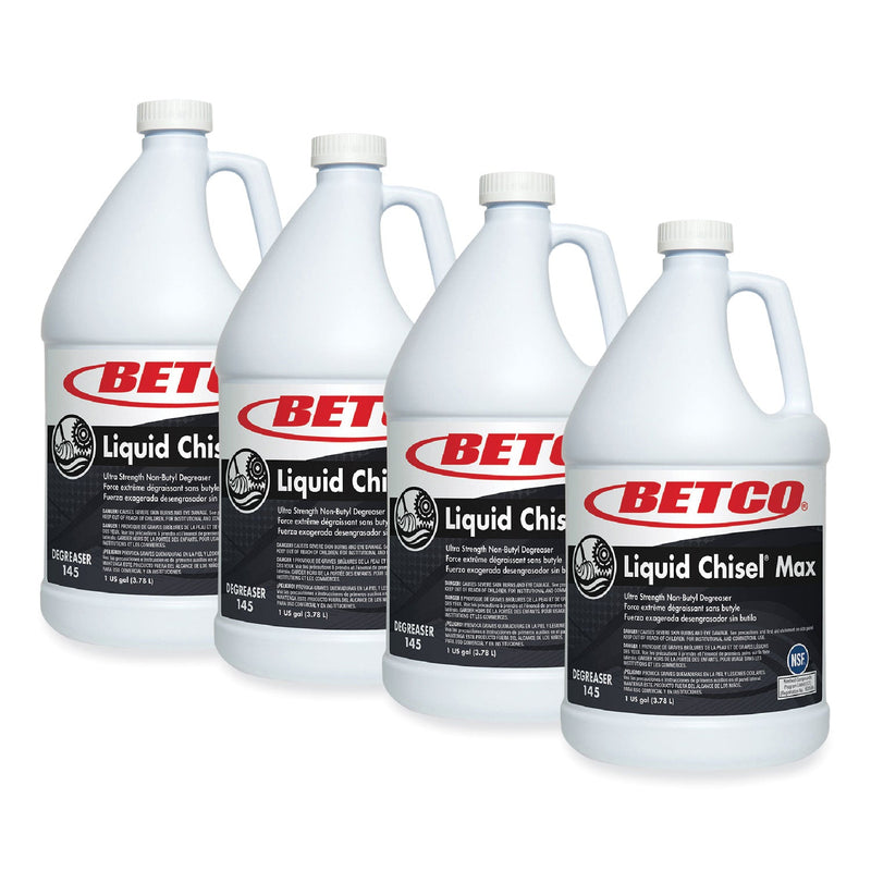 Betco® Liquid Chisel Max Non-Butyl Degreaser, Characteristic Scent, 1 gal Bottle, 4/Carton (BET1450400) Case of 4