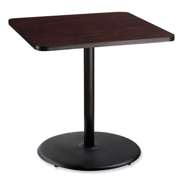 NPS® Cafe Table, 36w x 36d x 36h, Square Top/Round Base, Mahogany Top, Black Base, Ships in 1-3 Business Days (NPSCT33636RC1MY) Each