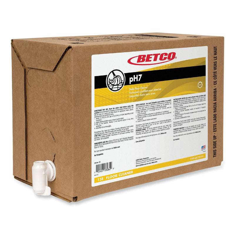 Betco® pH7 Floor Cleaner, Lemon Scent, 5 gal Bag-in-Box, 4/Carton (BET138B500) Each