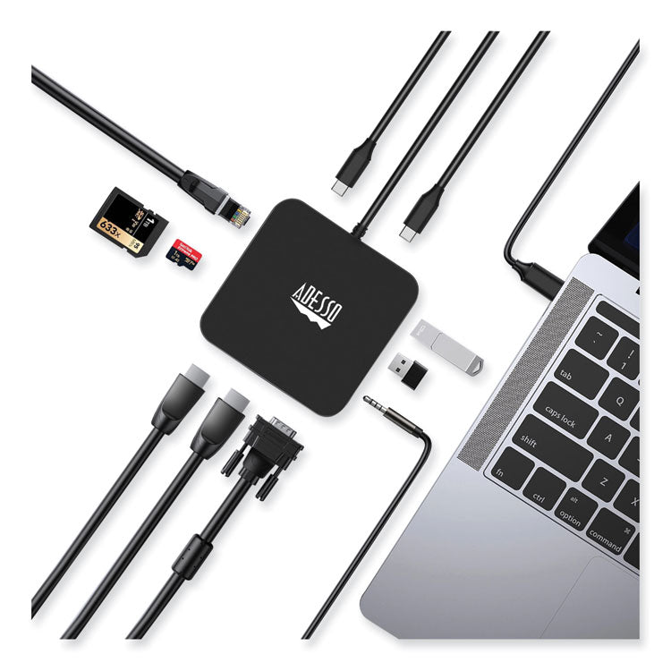 Adesso 11-in-1 USB-C Multi-Port TAA Compliant Docking Station, Black (ADEAUH4050) Each