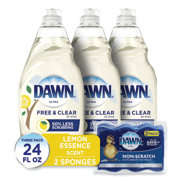 Dawn® Platinum Liquid Dish Detergent, Lemon Scent, (3) 24 oz Bottles Plus (2) Sponges/Carton (PGC49055)