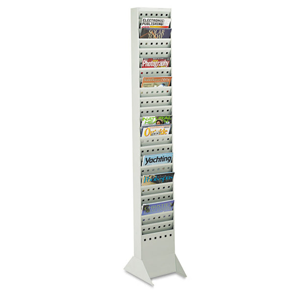 Safco® Steel Magazine Rack, 23 Compartments, 10w x 4d x 65.5h, Gray (SAF4322GR) Each