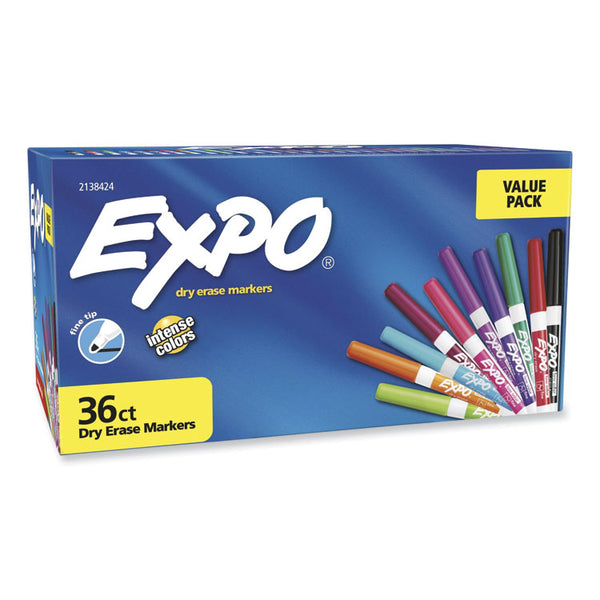 EXPO® Low Odor Dry Erase Vibrant Color Markers, Fine Bullet Tip, Assorted Colors, 36/Pack (SAN2138424)