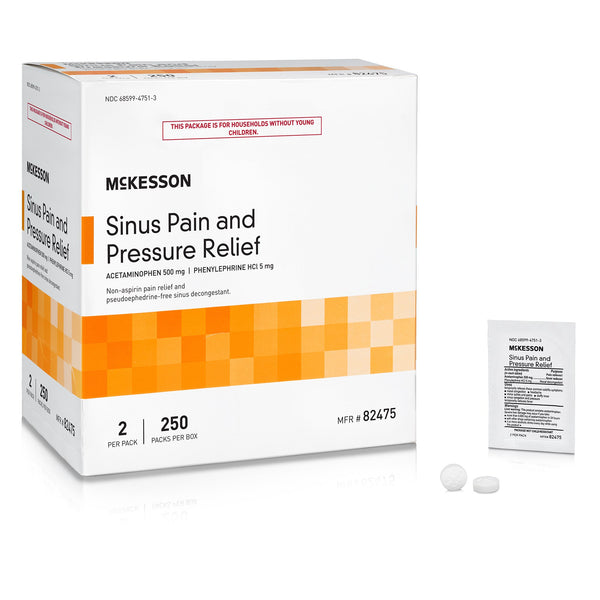 McKesson Brand Cold and Sinus Relief 500 mg - 5 mg Strength Tablet 2 per Pack (1111742_CS) 3000/CS