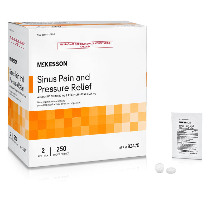 McKesson Brand Cold and Sinus Relief 500 mg - 5 mg Strength Tablet 2 per Pack (1111742_CS) 3000/CS