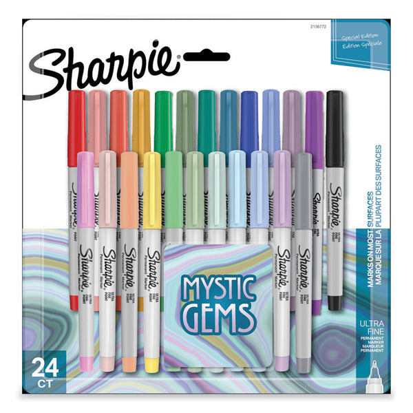 Sharpie® Mystic Gems Markers, Ultra-Fine Needle Tip, Assorted, 24/Pack (SAN2136772) Pack of 24