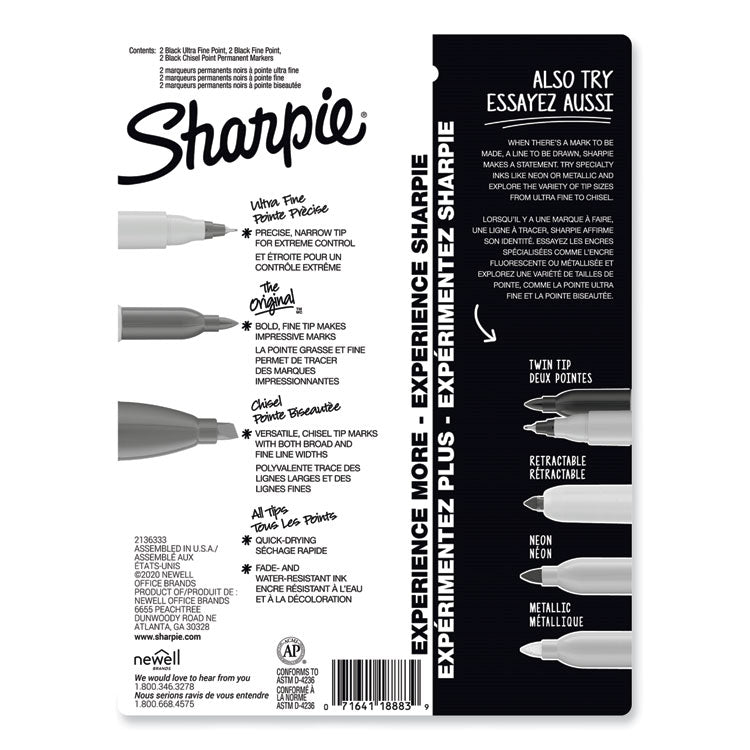 Sharpie® SAN2135318 Mixed Point Size Permanent Markers, Assorted Tip ...