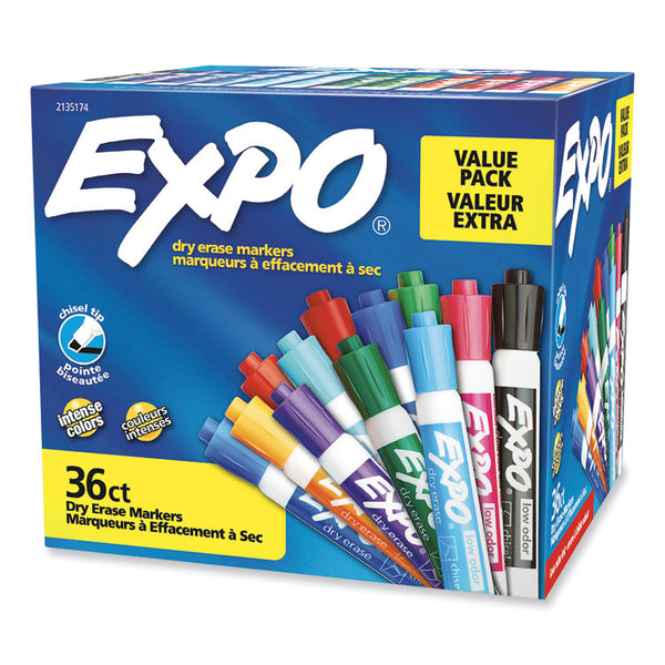 EXPO® Low Odor Dry Erase Vibrant Color Markers, Broad Chisel Tip, Assorted Colors, 36/Pack (SAN2135174)