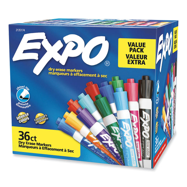 Expo® Low Odor Dry Erase Vibrant Color Markers, Broad Chisel Tip, Assorted Colors, 36/Pack (SAN2135174A) Pack of 36