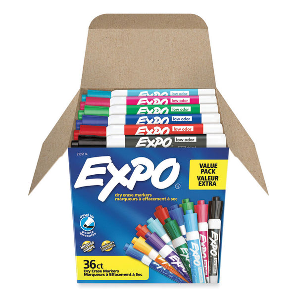 EXPO® Low Odor Dry Erase Vibrant Color Markers, Broad Chisel Tip, Assorted Colors, 36/Pack (SAN2135174)
