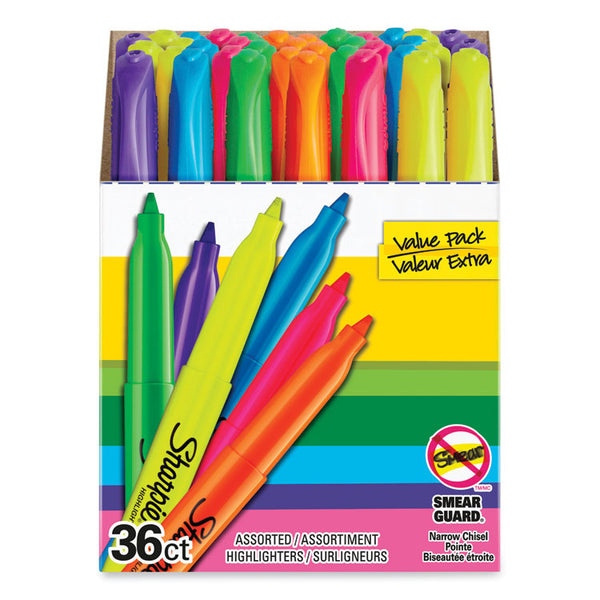 Sharpie® Pocket Style Highlighters, Assorted Ink Colors, Chisel Tip, Assorted Barrel Colors, 36/Pack (SAN2133497) Pack of 36