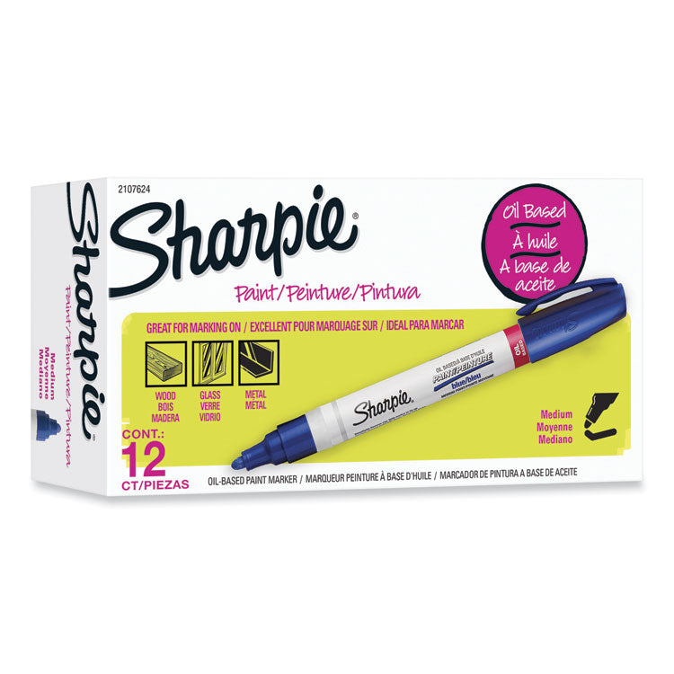 Sharpie® Permanent Paint Marker, Medium Bullet Tip, Blue, Dozen (SAN2107624) 1 Dozen