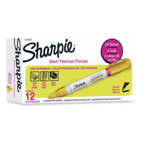 Sharpie® Permanent Paint Marker, Medium Bullet Tip, Yellow, Dozen (SAN2107619) 1 Dozen