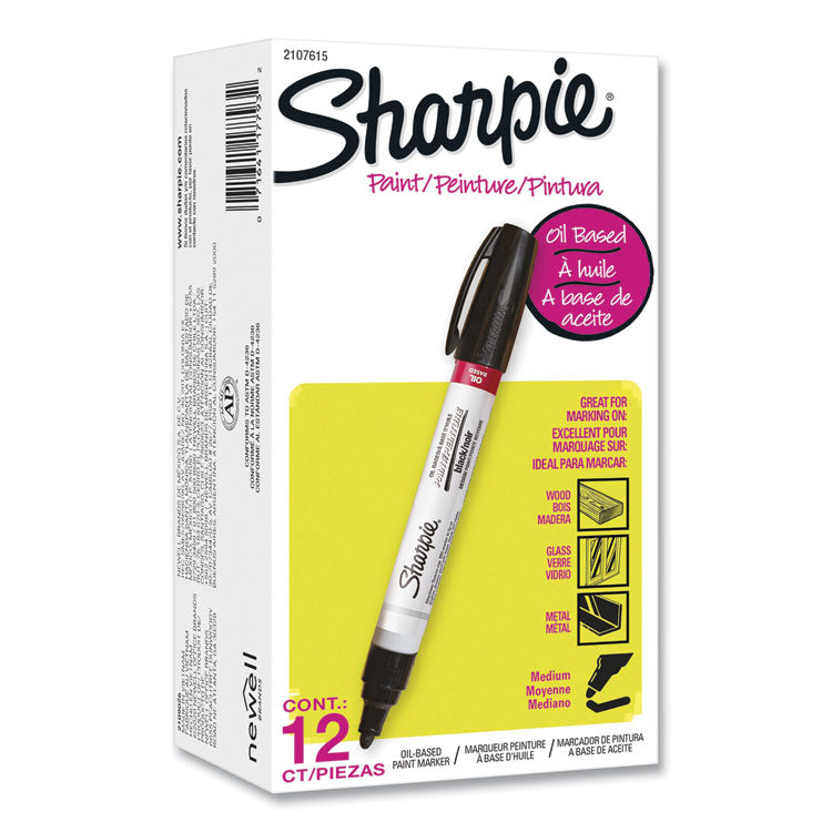 Sharpie® Permanent Paint Marker, Medium Bullet Tip, Black, Dozen (SAN2107615)