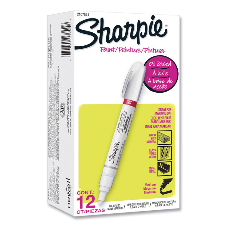 Sharpie® Permanent Paint Marker, Medium Bullet Tip, White, Dozen (SAN2107614) 1 Dozen