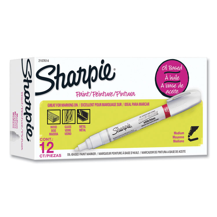 Sharpie® Permanent Paint Marker, Medium Bullet Tip, White, Dozen (SAN2107614) 1 Dozen