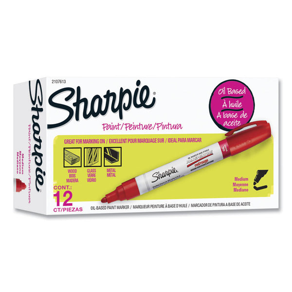 Sharpie® Permanent Paint Marker, Medium Bullet Tip, Red, Dozen (SAN2107613) 1 Dozen