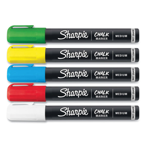 Sharpie® Wet-Erase Chalk Marker, Medium Bullet Tip, Assorted Colors, 5/Pack (SAN2103011)