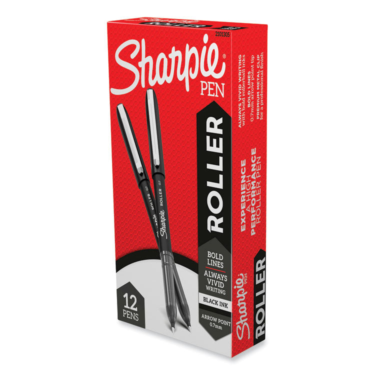 Sharpie® Roller Professional Design Roller Ball Pen, Stick, Medium 0.7 mm, Black Ink, Black Barrel, Dozen (SAN2101305) 1 Dozen