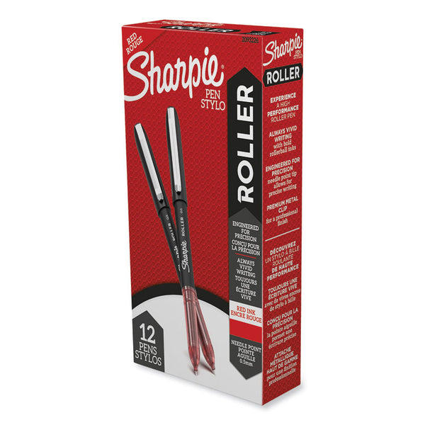 Sharpie® Roller Professional Design Roller Ball Pen, Stick, Fine 0.5 mm, Red Ink, Black/Red Barrel, Dozen (SAN2093226) Box of 12